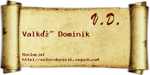 Valkó Dominik névjegykártya